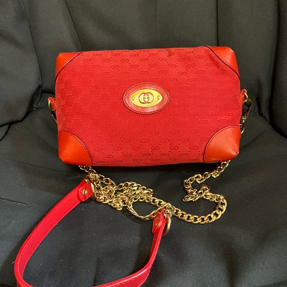 Gucci Handbags - Gucci Vintage Micro GG Red Crossbody Bag